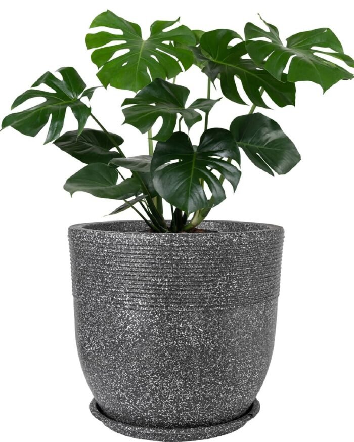 Galaxy Series Ribbed Stone-Finish Floor Pot - Image 9