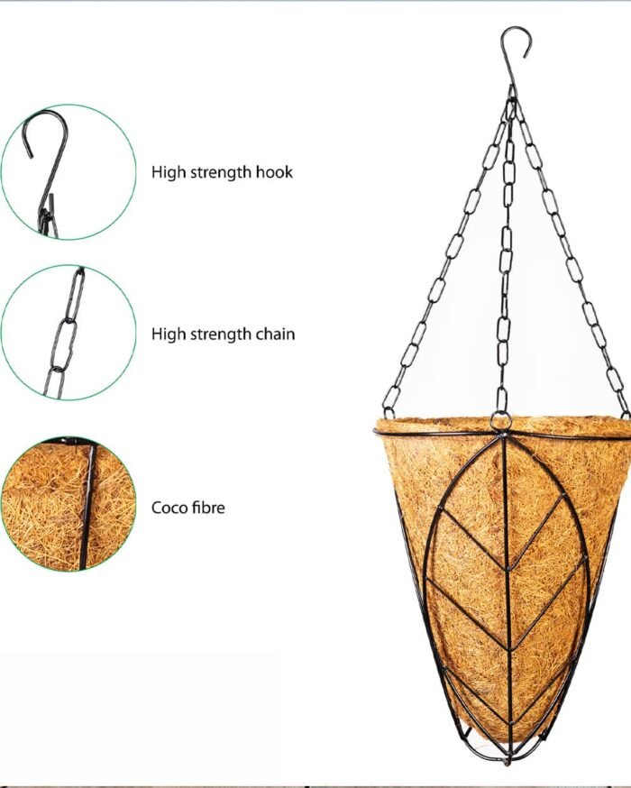 5-Inch V-Shape Coco Hanging Planter - Image 7