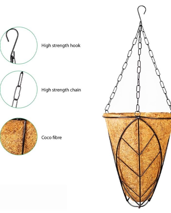 5-Inch V-Shape Coco Hanging Planter - Image 3