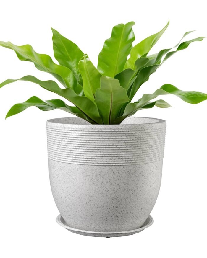 Galaxy Series Ribbed Stone-Finish Floor Pot - Image 2