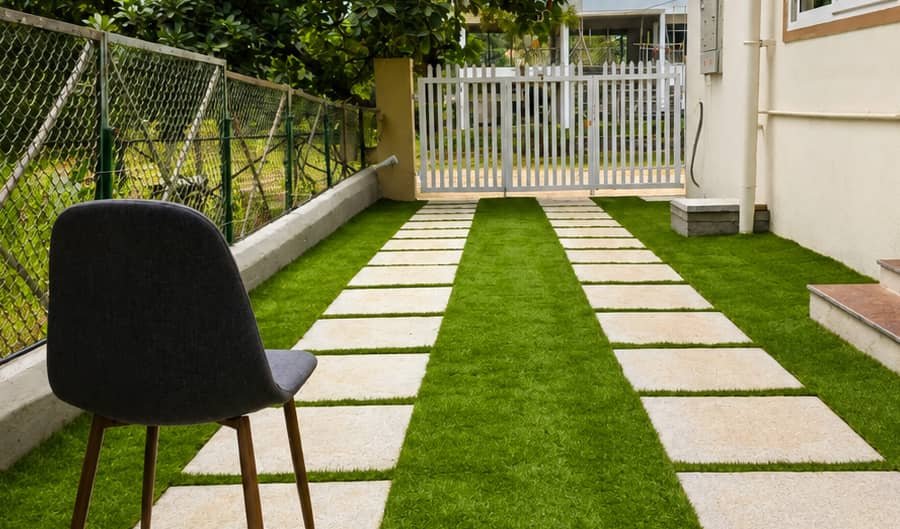 Handcrafted Bangalore Stone Pathways at Laughing Waters Villa
